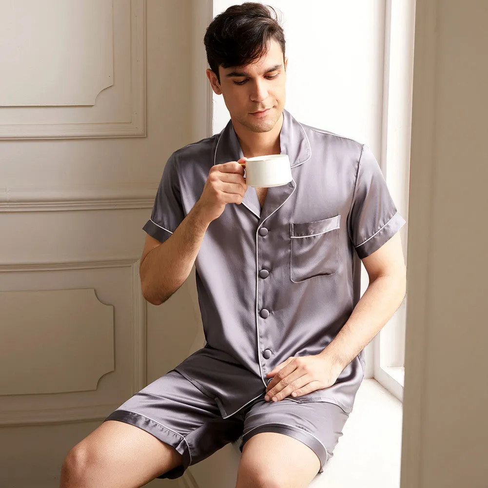 19 Momme Men's Classic Short Silk Pajamas Set