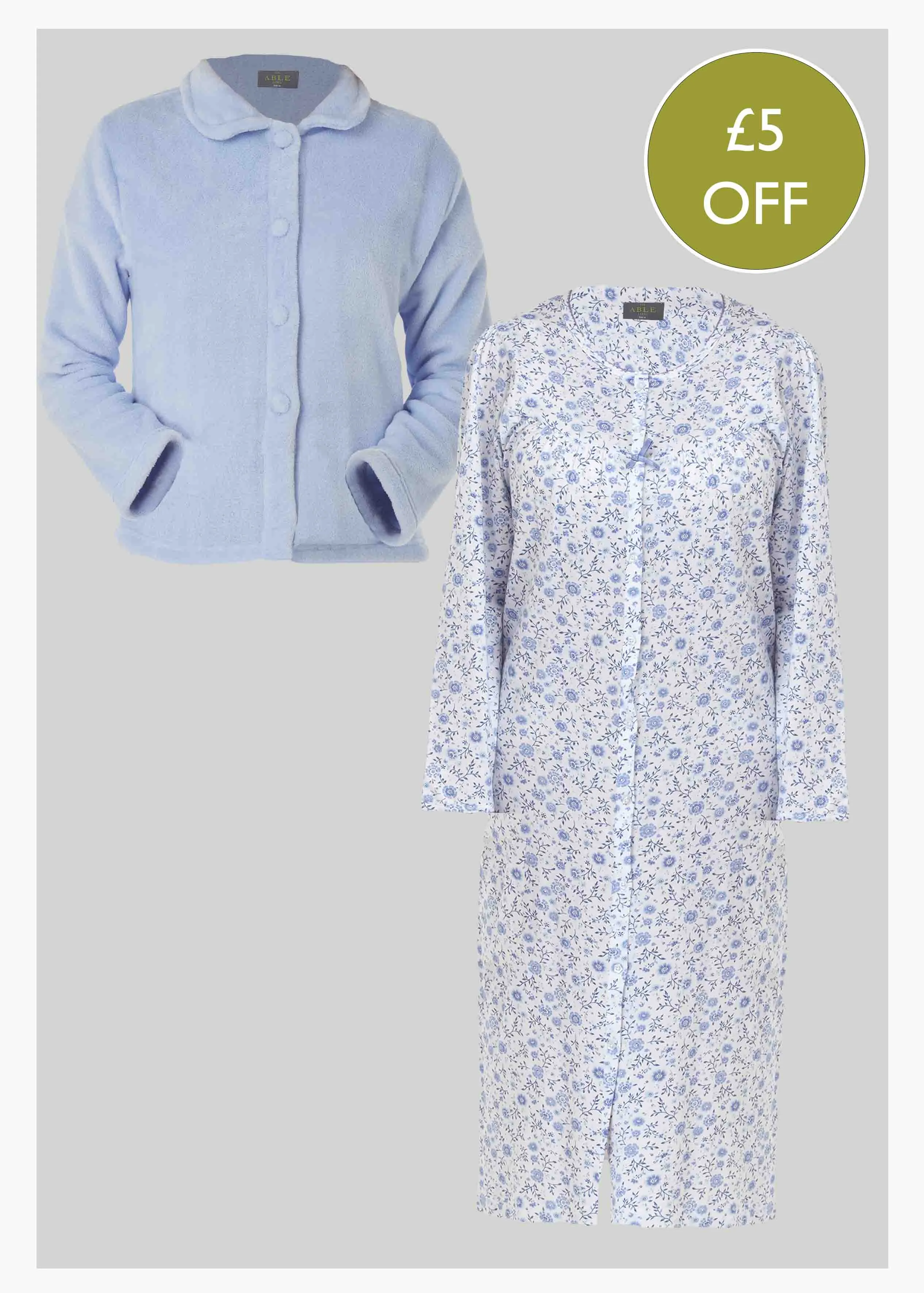 2 Pack Soft VELCRO® Brand Fastening Nightdress & Bed Jacket Bundle