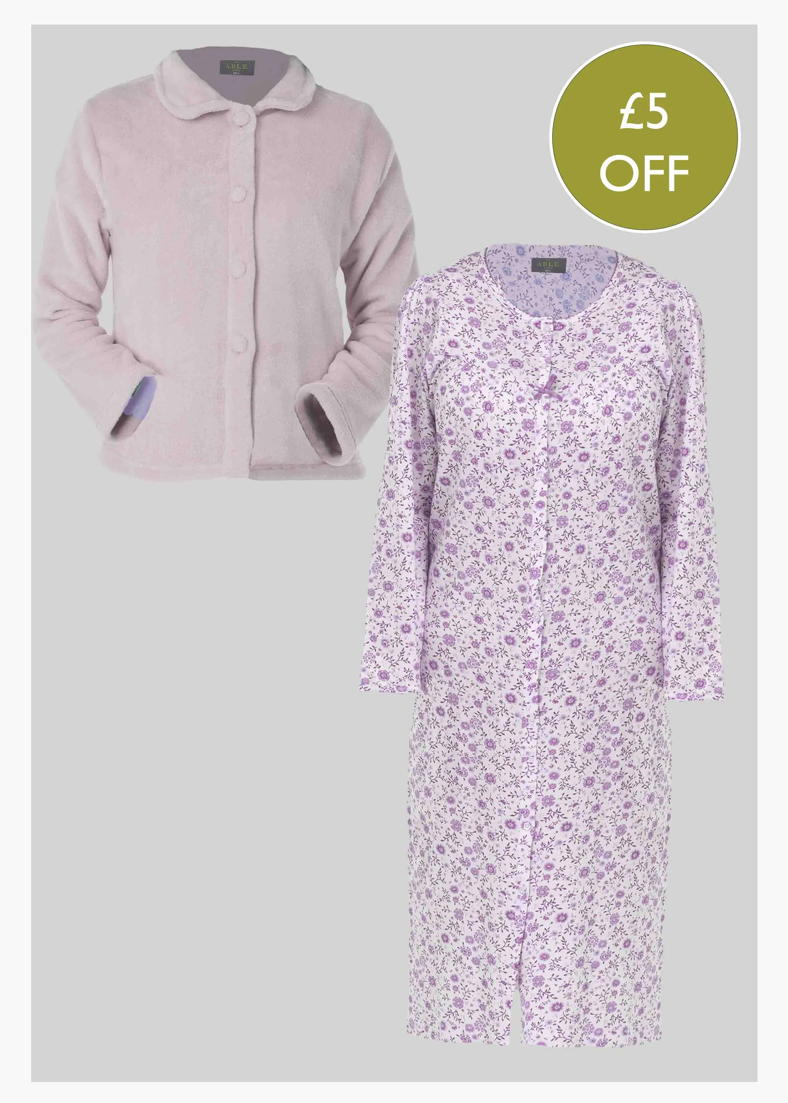 2 Pack Soft VELCRO® Brand Fastening Nightdress & Bed Jacket Bundle