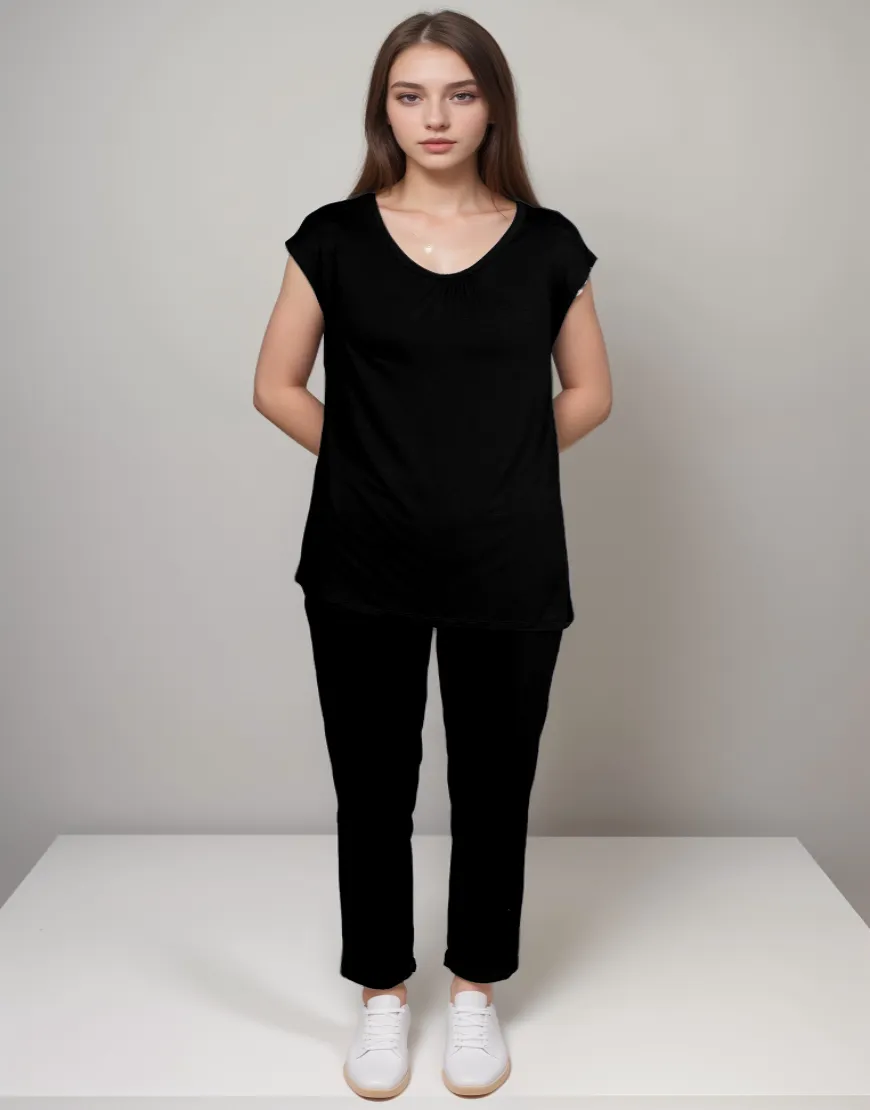 2 PIECE CAPRI PAJAMA SET -JET BLACK