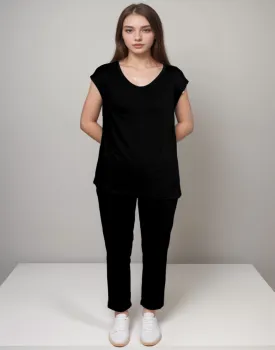 2 PIECE CAPRI PAJAMA SET -JET BLACK