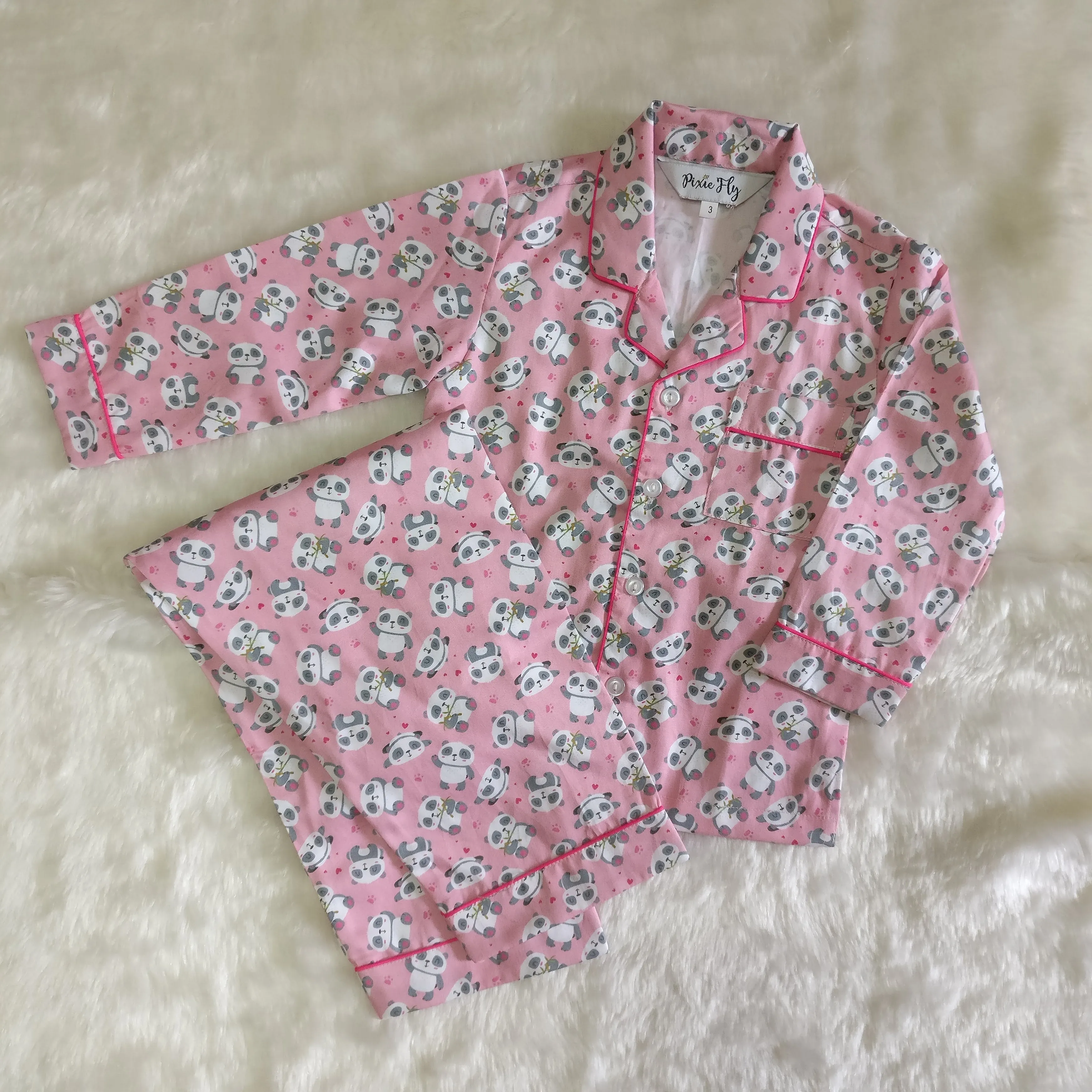 Adult Pyjama Set - Baby Pandas on Pink, For Women