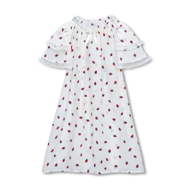 AGNES - GIRLS SILK NIGHTDRESS STRAWBERRIES