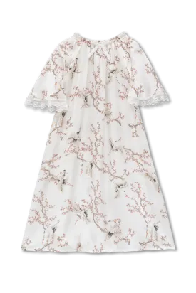 ANTONIA - GIRLS’ SILK NIGHTDRESS IVORY BIRDS