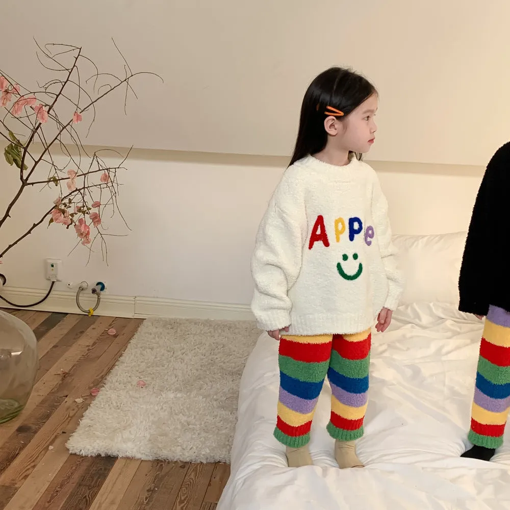 Apple Letter Strip kids Pajama Set