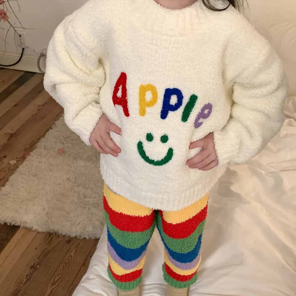 Apple Letter Strip kids Pajama Set