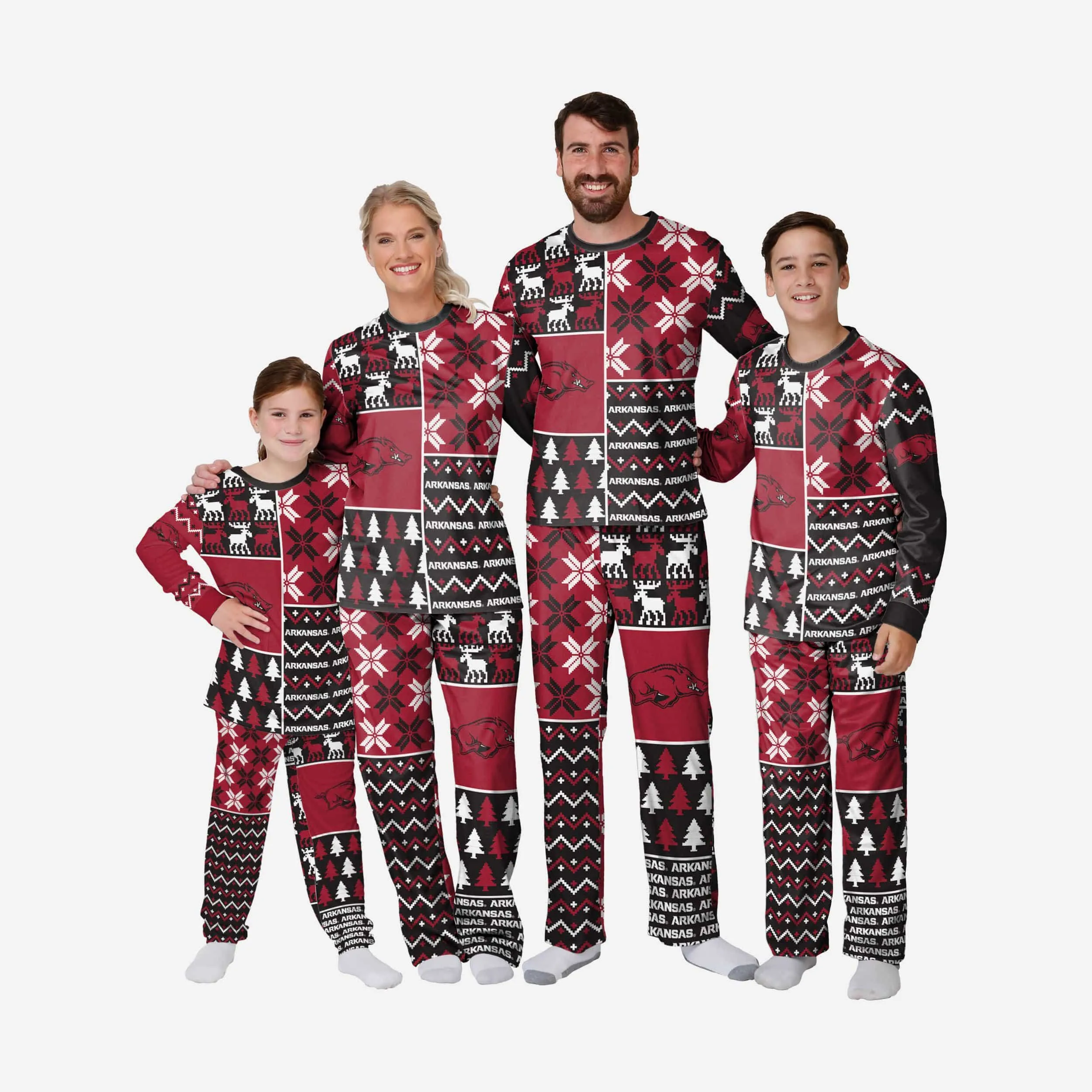 Arkansas Razorbacks Womens Busy Block Family Holiday Pajamas