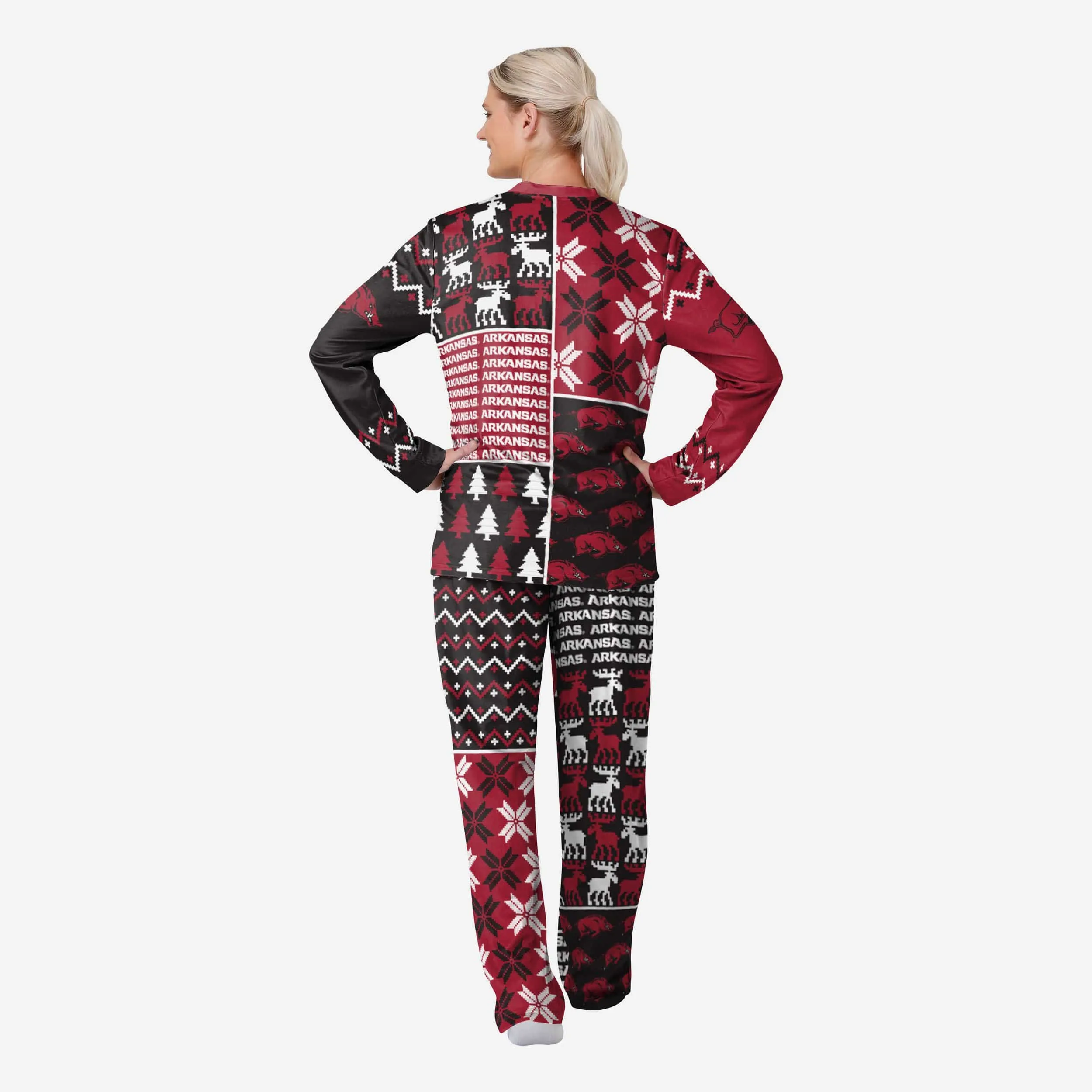 Arkansas Razorbacks Womens Busy Block Family Holiday Pajamas