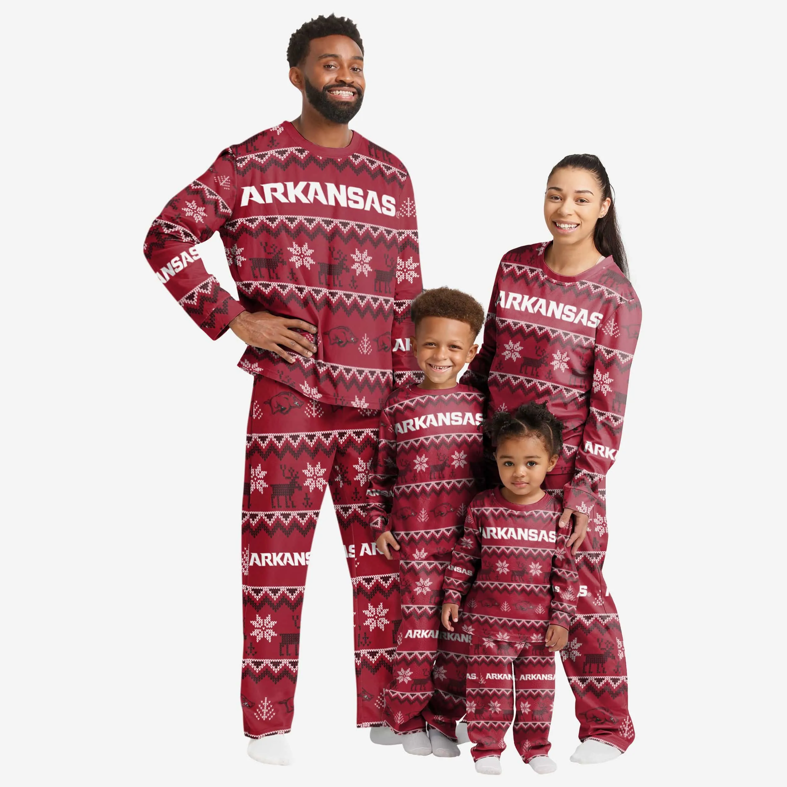 Arkansas Razorbacks Womens Ugly Pattern Family Holiday Pajamas