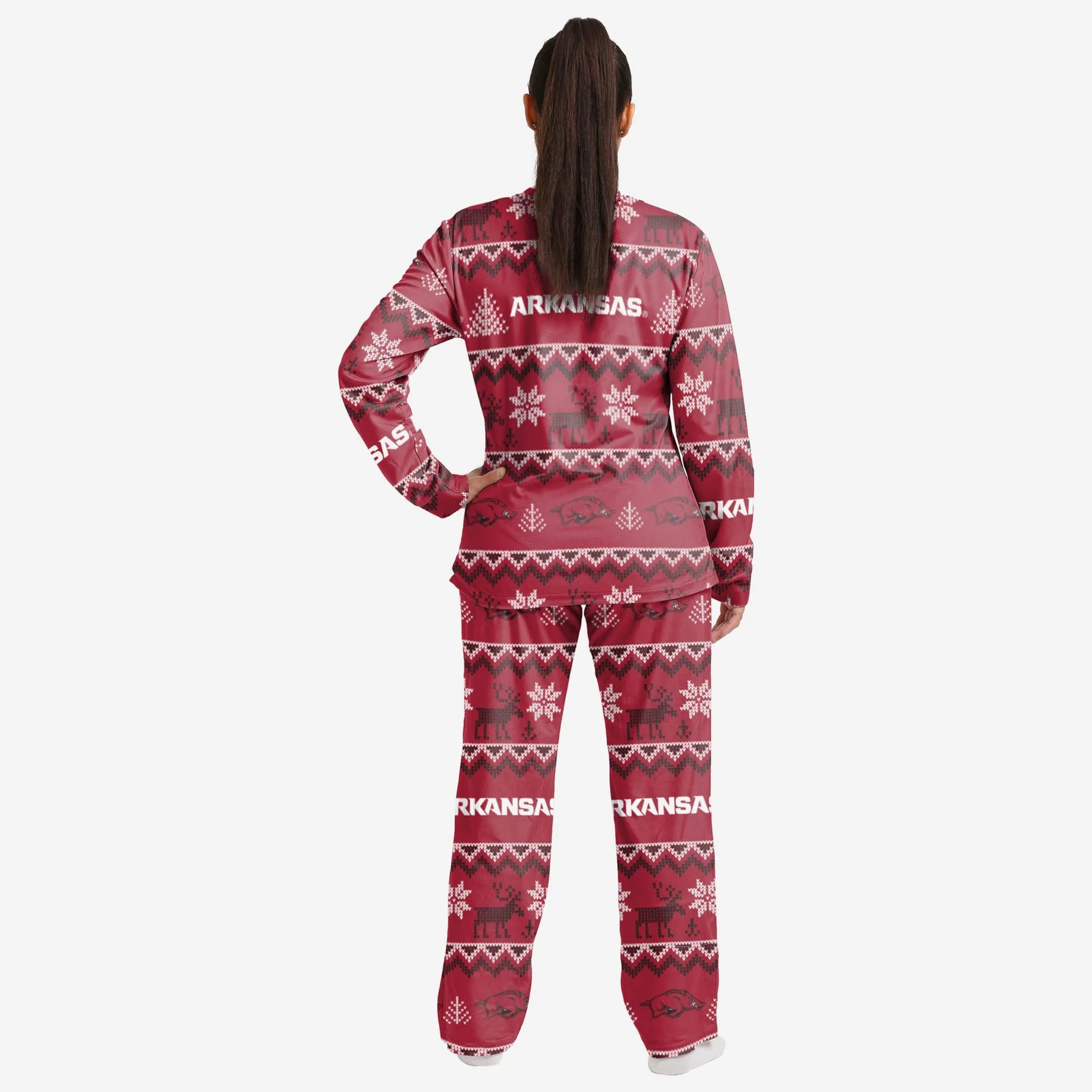 Arkansas Razorbacks Womens Ugly Pattern Family Holiday Pajamas