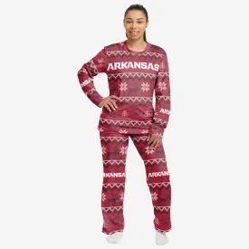 Arkansas Razorbacks Womens Ugly Pattern Family Holiday Pajamas
