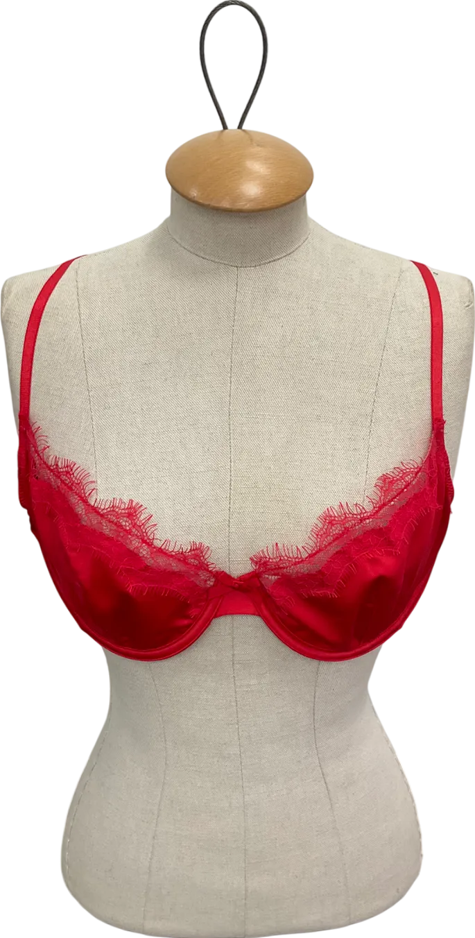 Baddest Bod Red Baddie Lace Trimmed Bra UK XL