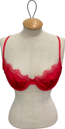 Baddest Bod Red Baddie Lace Trimmed Bra UK XL