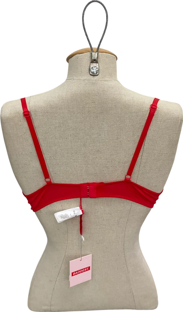 Baddest Bod Red Baddie Lace Trimmed Bra UK XL