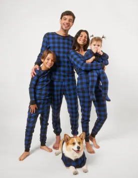 Black & Navy Plaid Matching Family Pajama Set