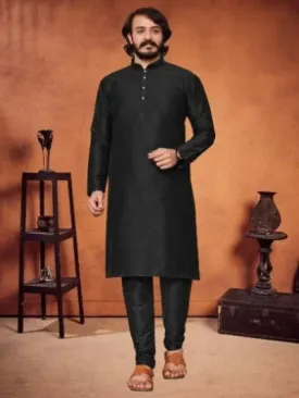 Black Designer Silk Cotton Men Kurta Pajama UK NEXTD AY