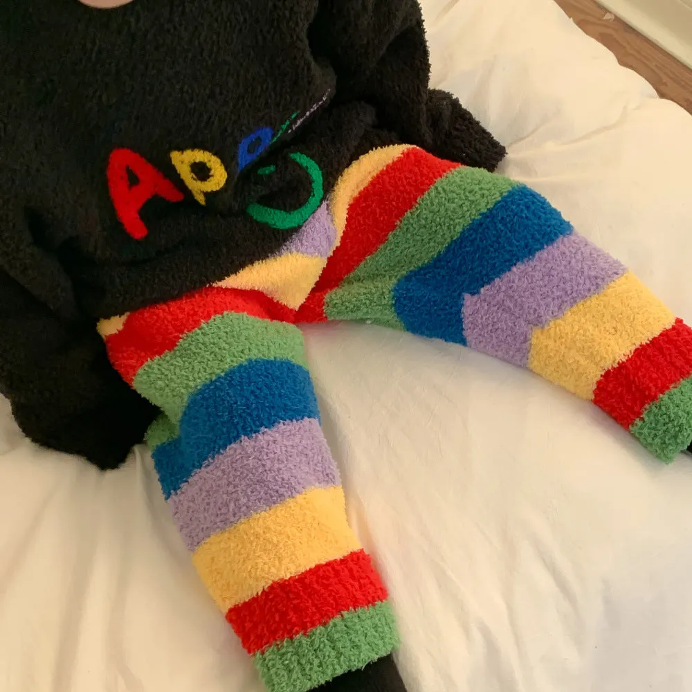 Black Pullover Apple Letter Strip kids Pyjama Set