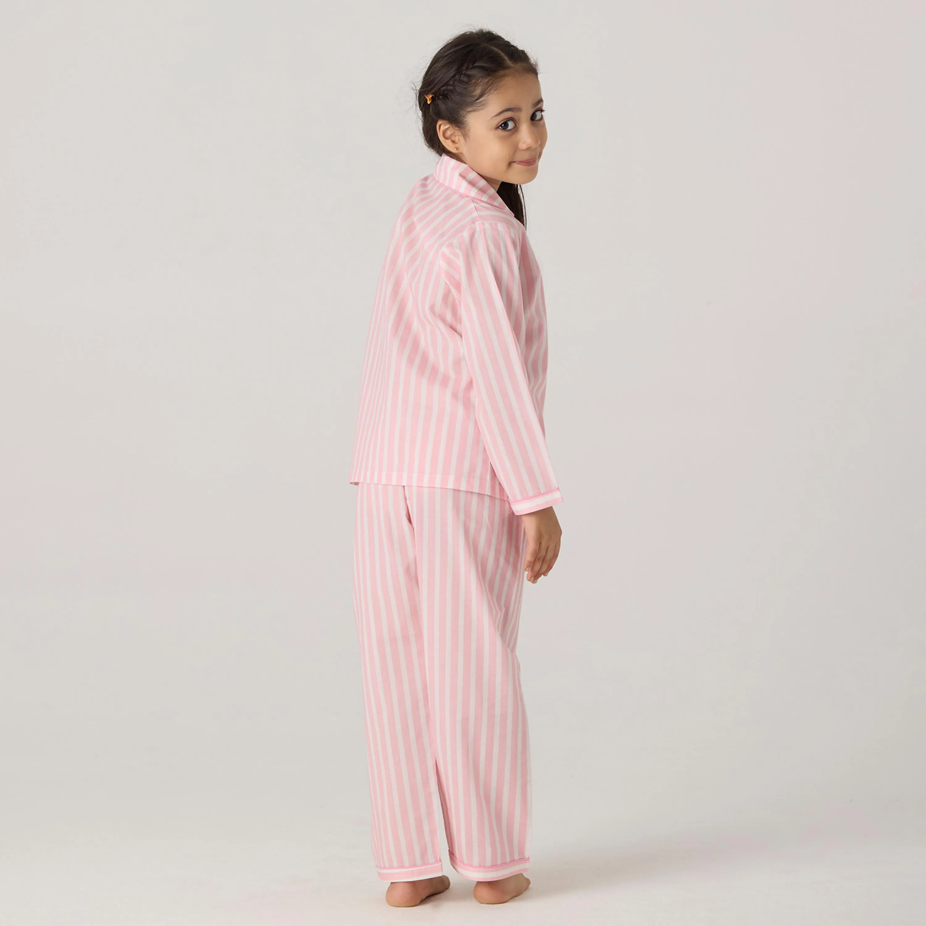 Blush Striped Pajama Set For Kids