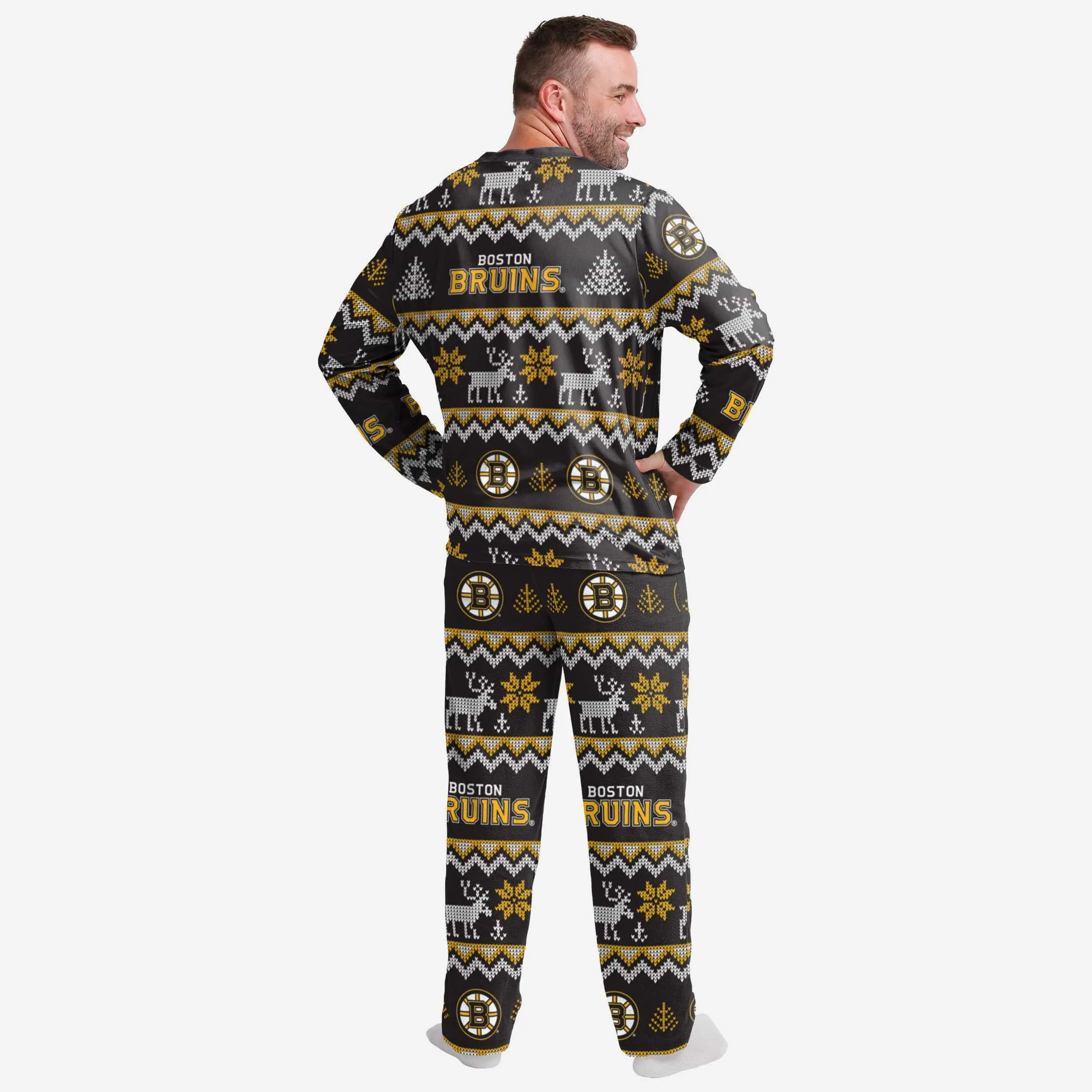 Boston Bruins Mens Ugly Pattern Family Holiday Pajamas