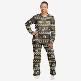 Boston Bruins Womens Ugly Pattern Family Holiday Pajamas