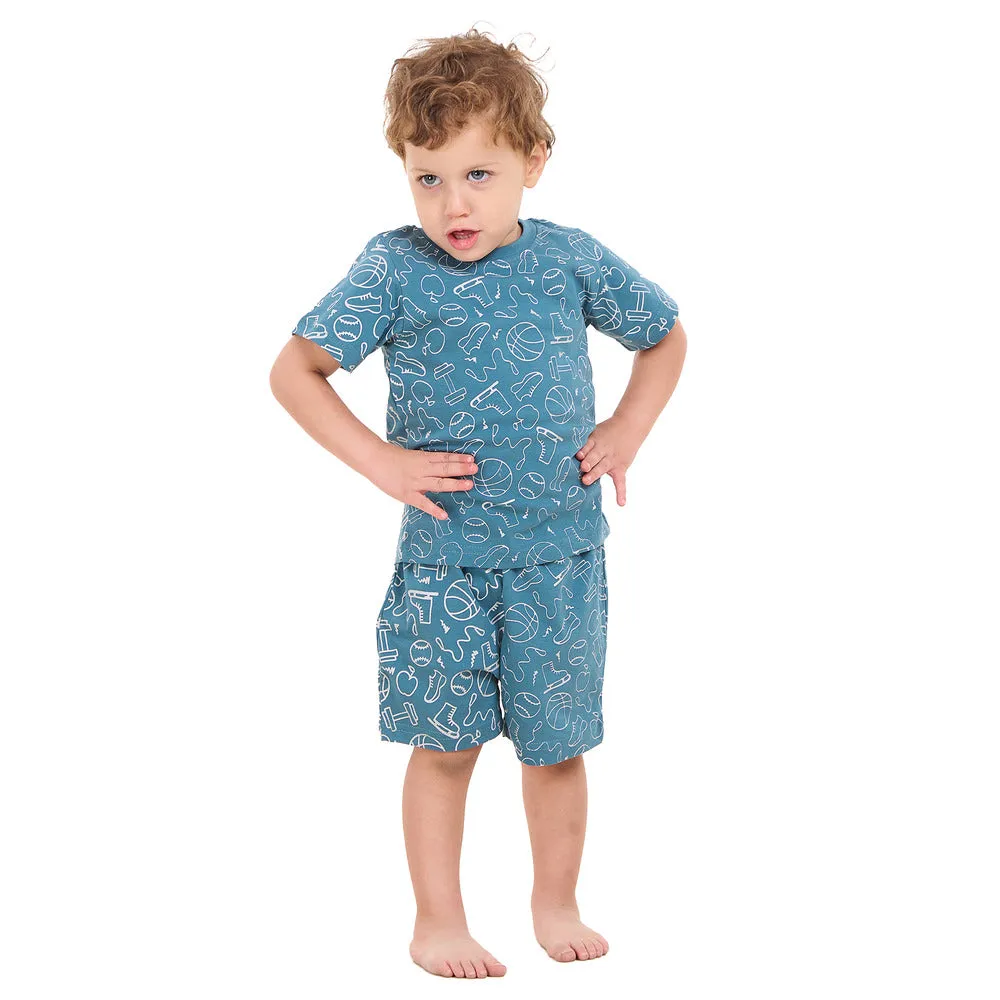 Boys summer pajama set Sports t-shirt   shorts