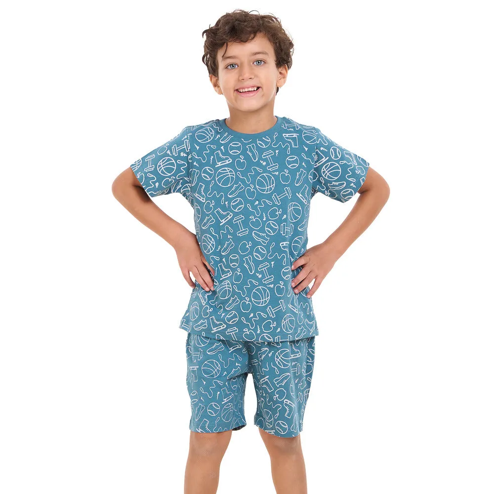 Boys summer pajama set Sports t-shirt   shorts