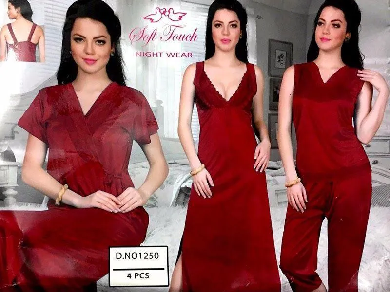 Bridal Nighty Set & Honeymoon Nighty Sets - 1250 - 4 Pieces Nighty Sets