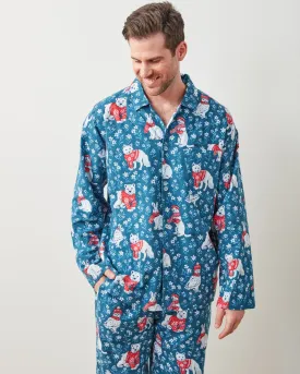 Bundled Up - Men's Lightweight Flannel Long PJ Set - Navy
