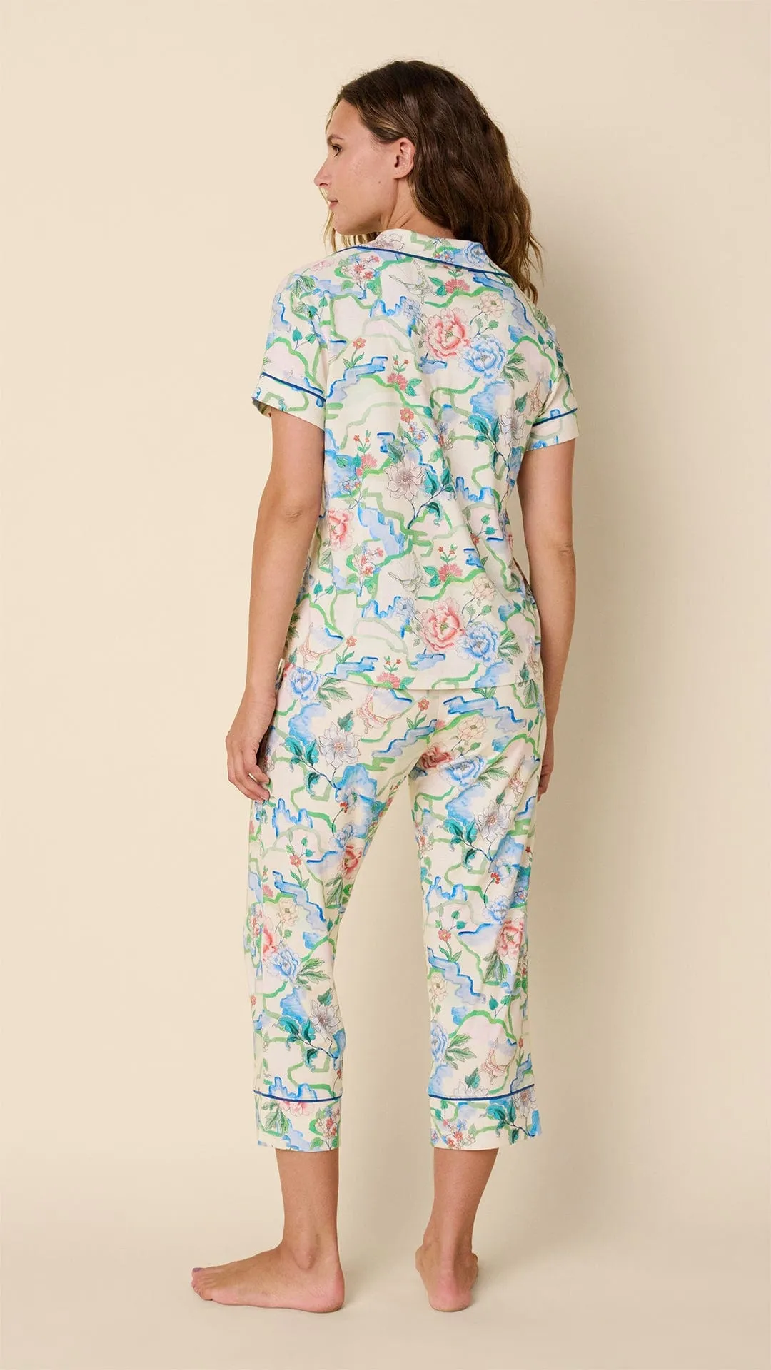 Butterfly Floral Pima Knit Capri Set