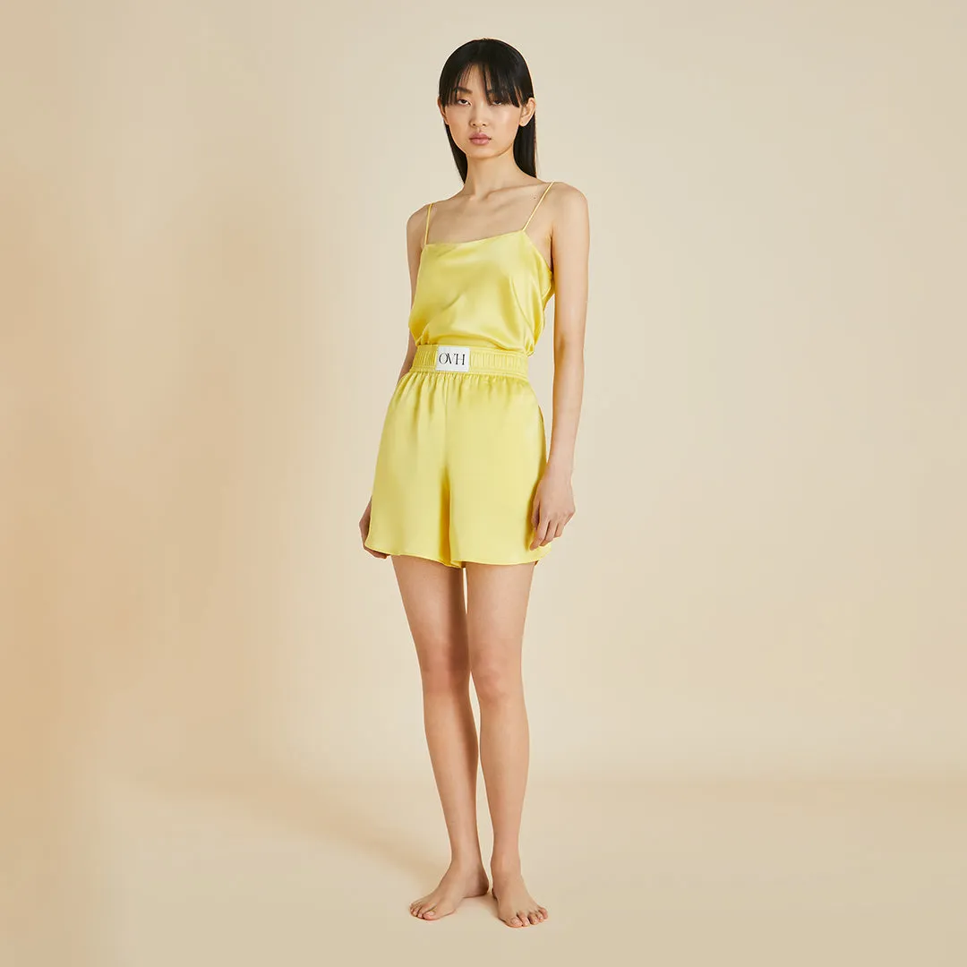 Calypso Yellow Camisole Set in Sandwashed Silk