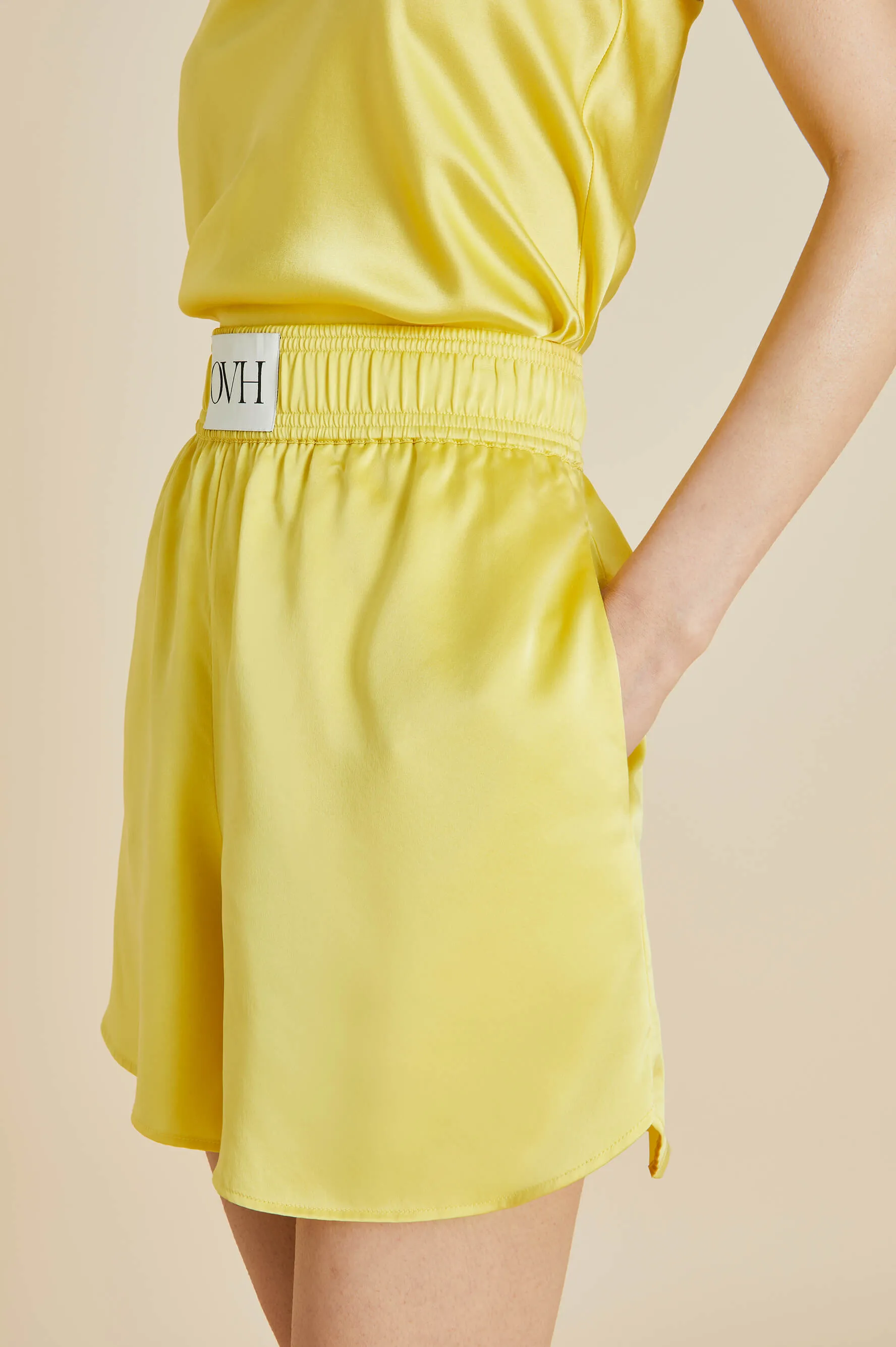 Calypso Yellow Camisole Set in Sandwashed Silk