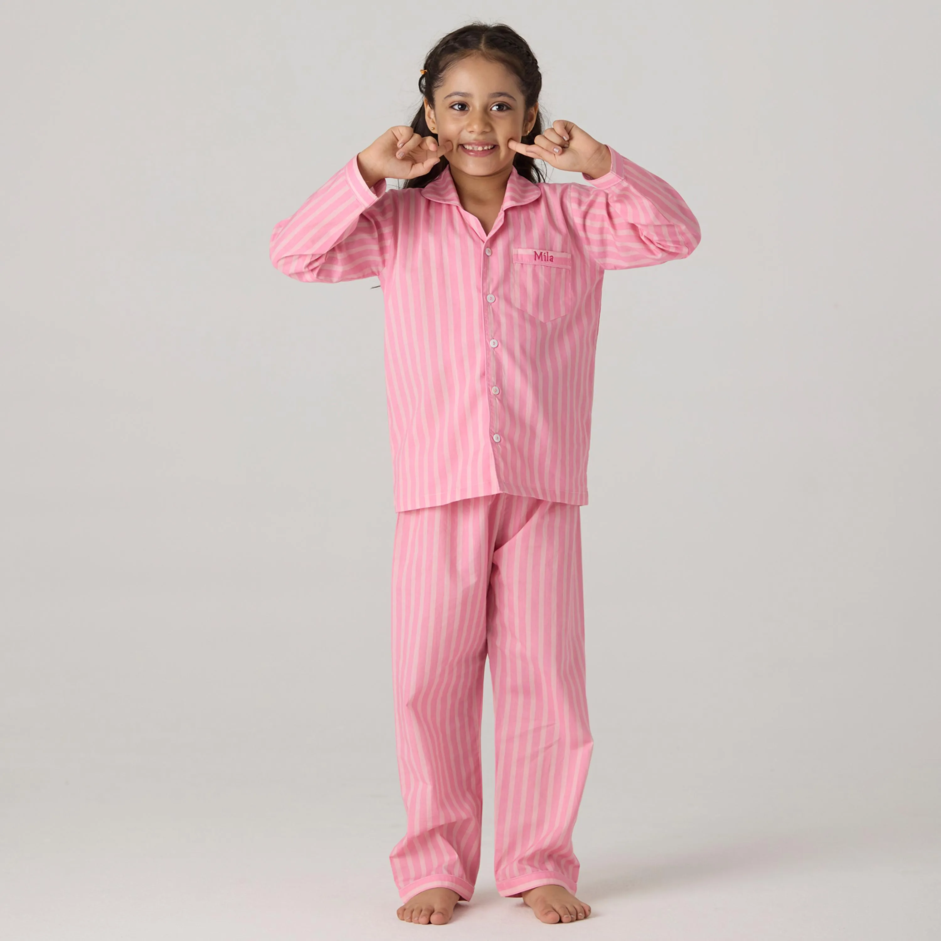 Candy Striped Pajama Set For Kids