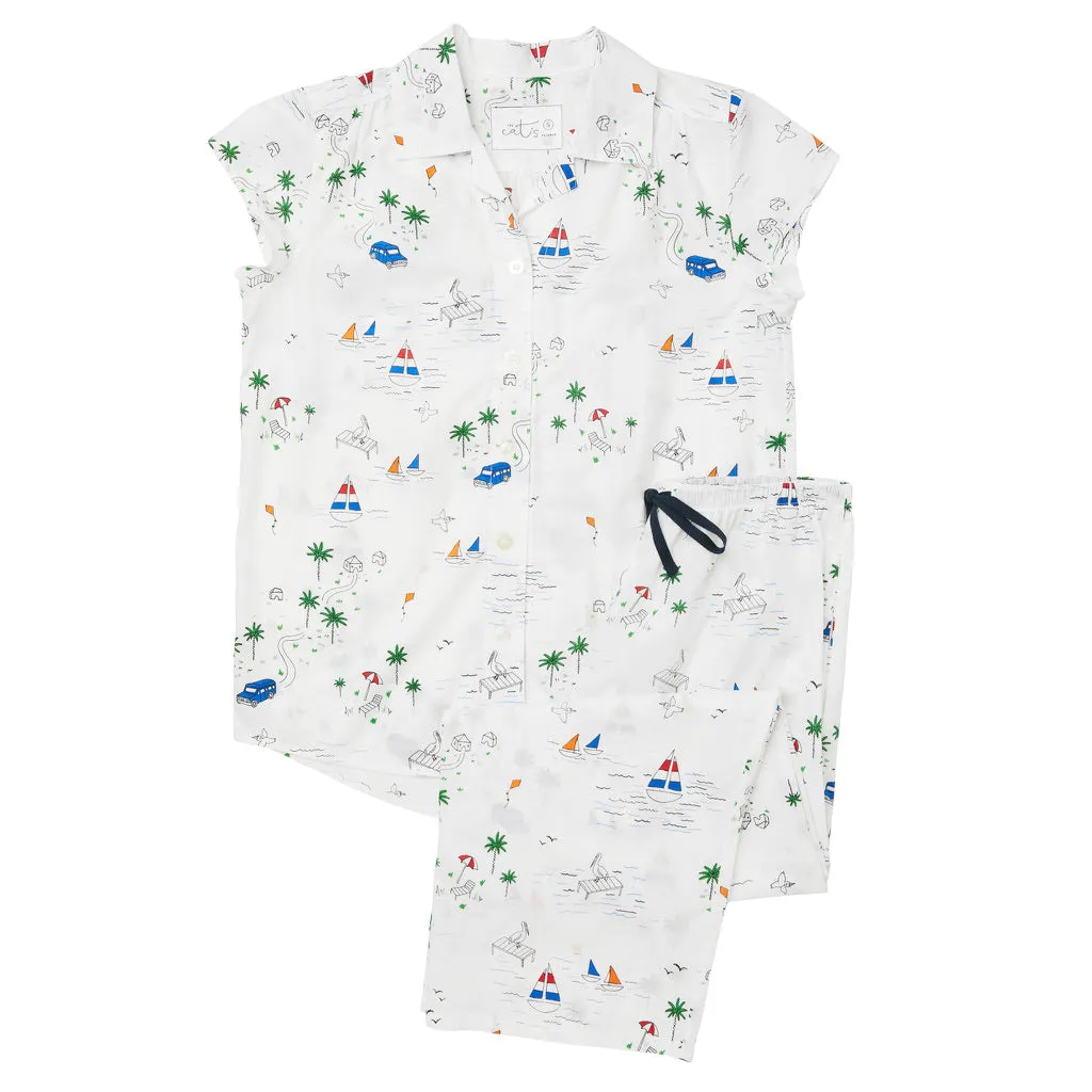 Capri Pajama Set - Beach Print