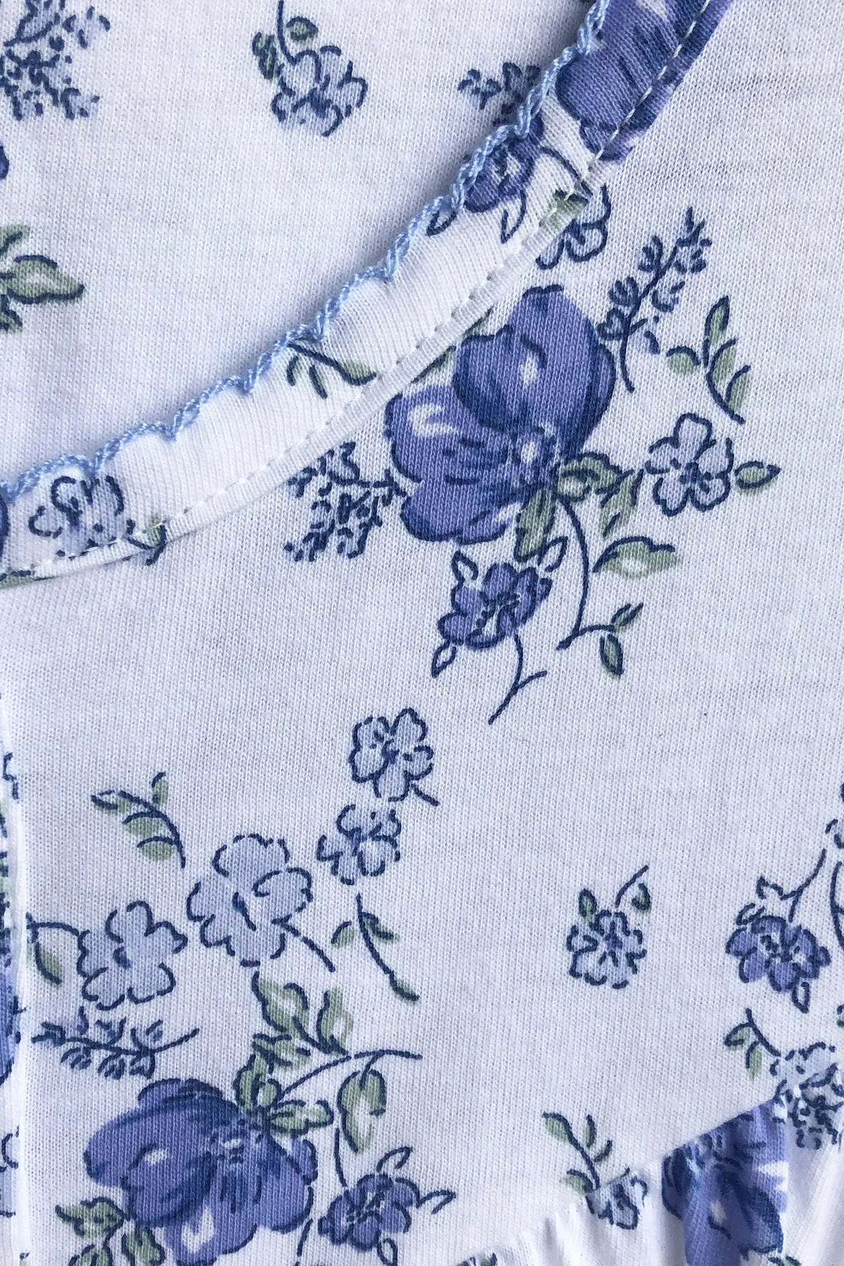 Champagne Floral 45" Long Sleeve Knitted Cotton Nightdress