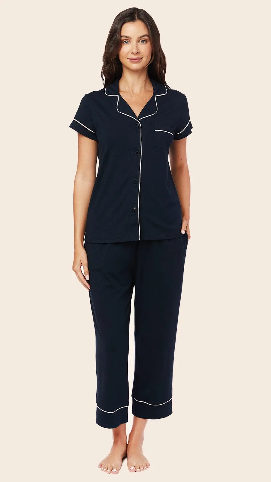 Classic Pima Knit Capri - Midnight