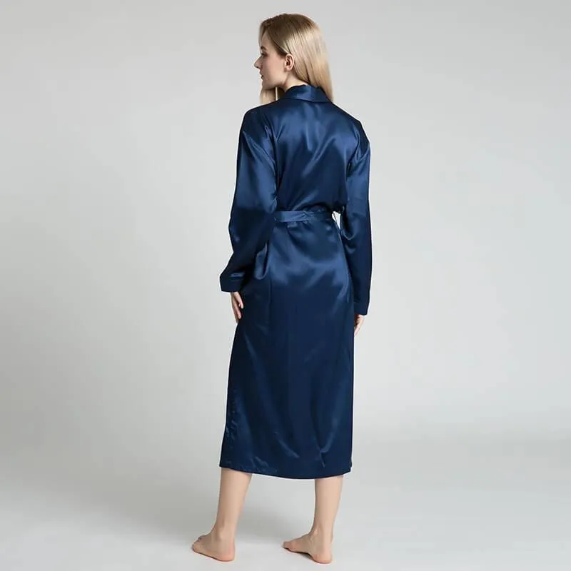 Classic Womens Full Length Silk  Robe 22 Momme Silk Bathrobe Silk Nightwear
