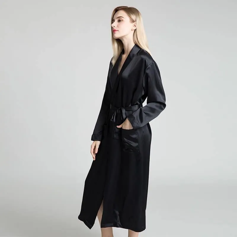 Classic Womens Full Length Silk  Robe 22 Momme Silk Bathrobe Silk Nightwear