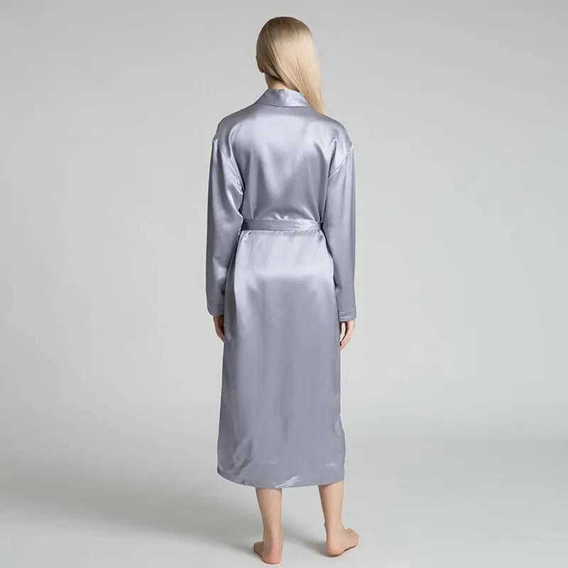 Classic Womens Full Length Silk  Robe 22 Momme Silk Bathrobe Silk Nightwear