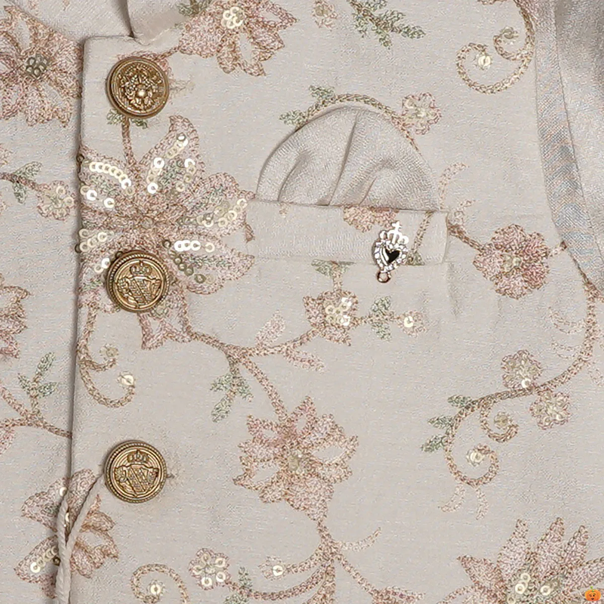 Cream & Lemon Boys Kurta Pajama with Jacket