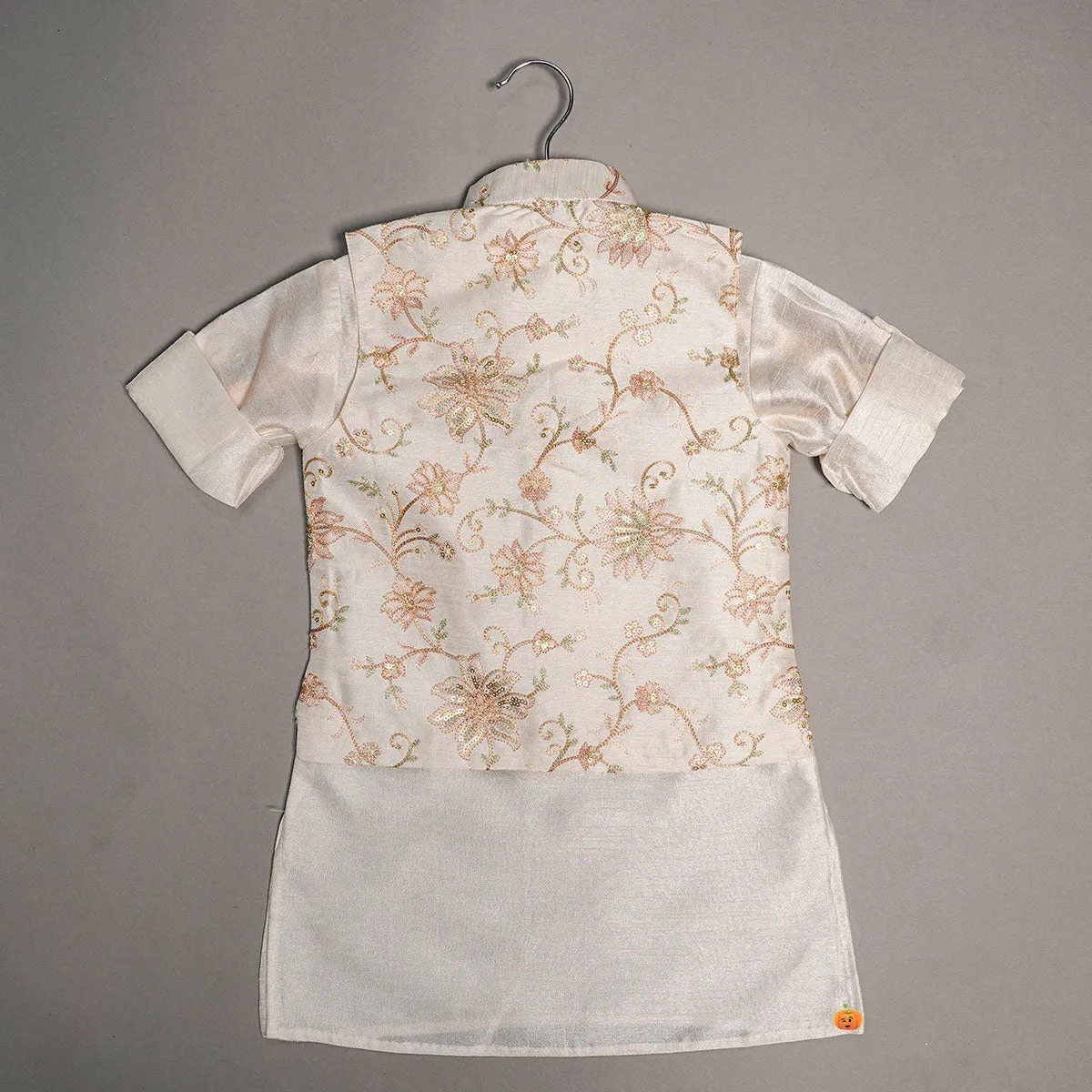 Cream & Lemon Boys Kurta Pajama with Jacket