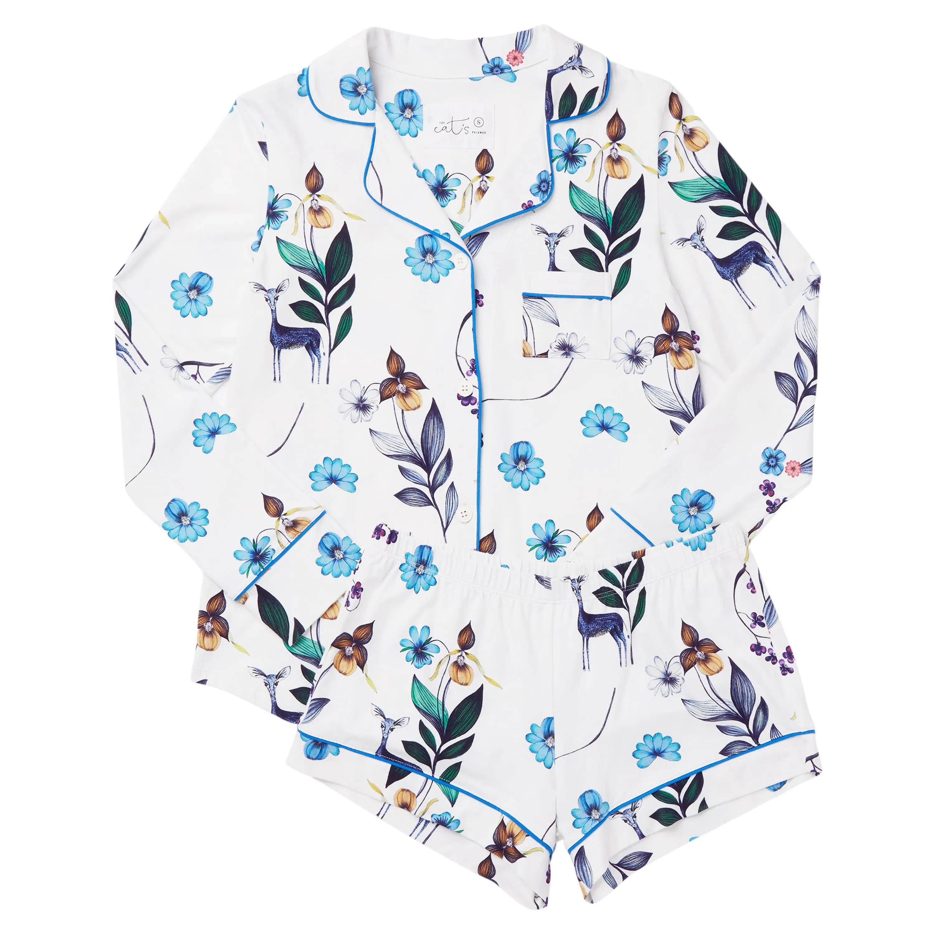 Deerly Pima Knit Long-Sleeved Short Set