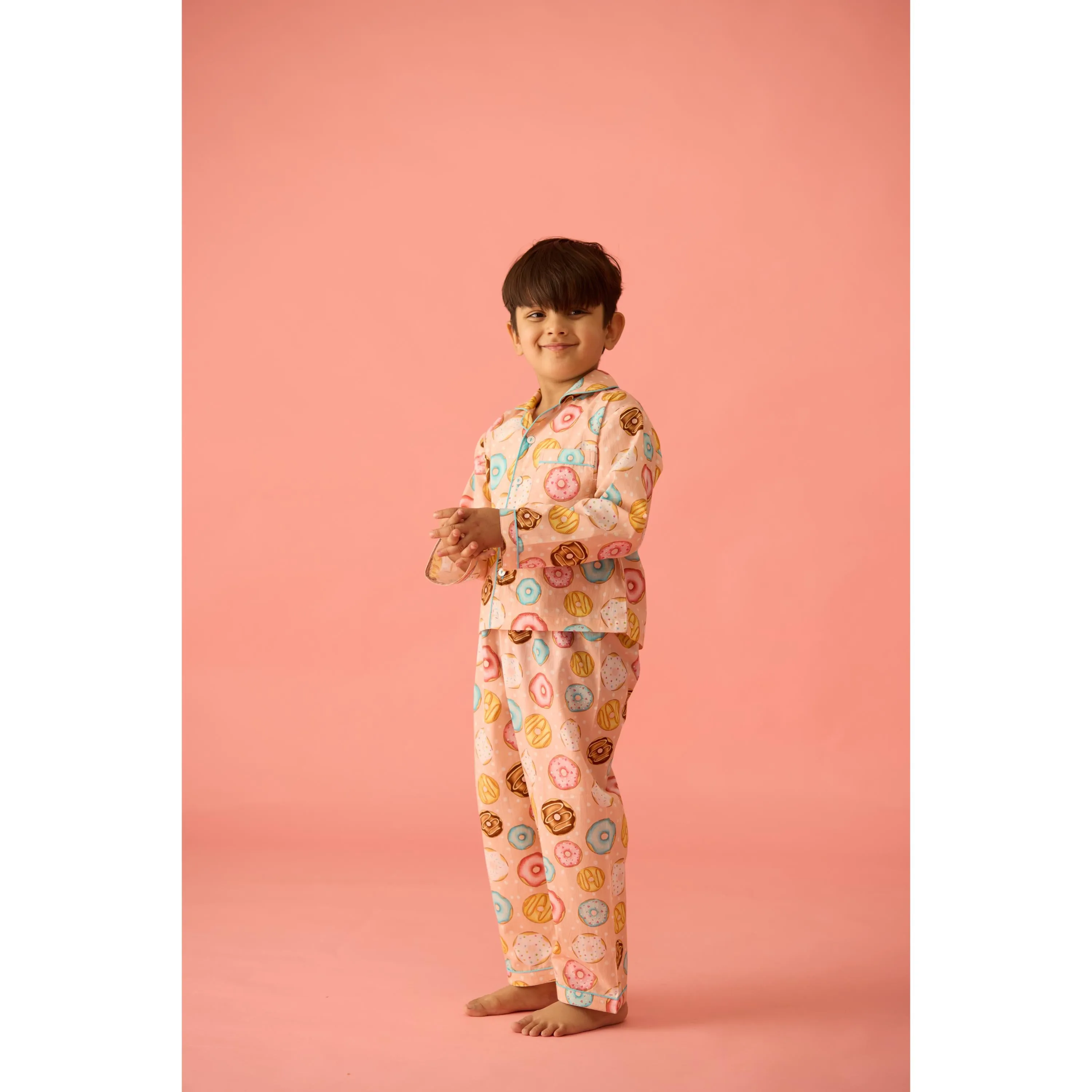Doughnut Peach Pajama Set For Kids