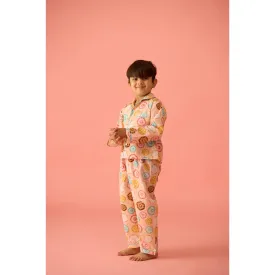 Doughnut Peach Pajama Set For Kids