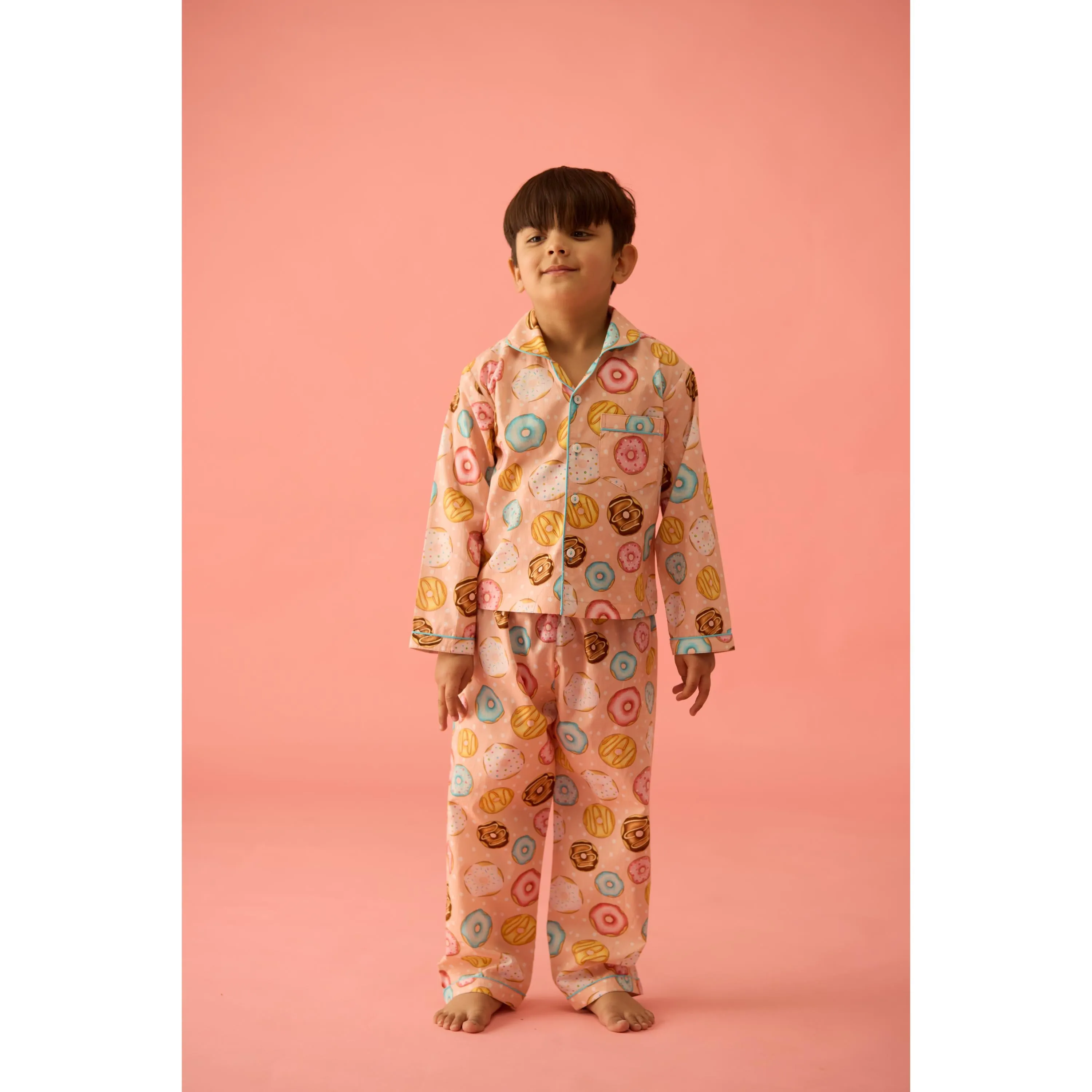 Doughnut Peach Pajama Set For Kids