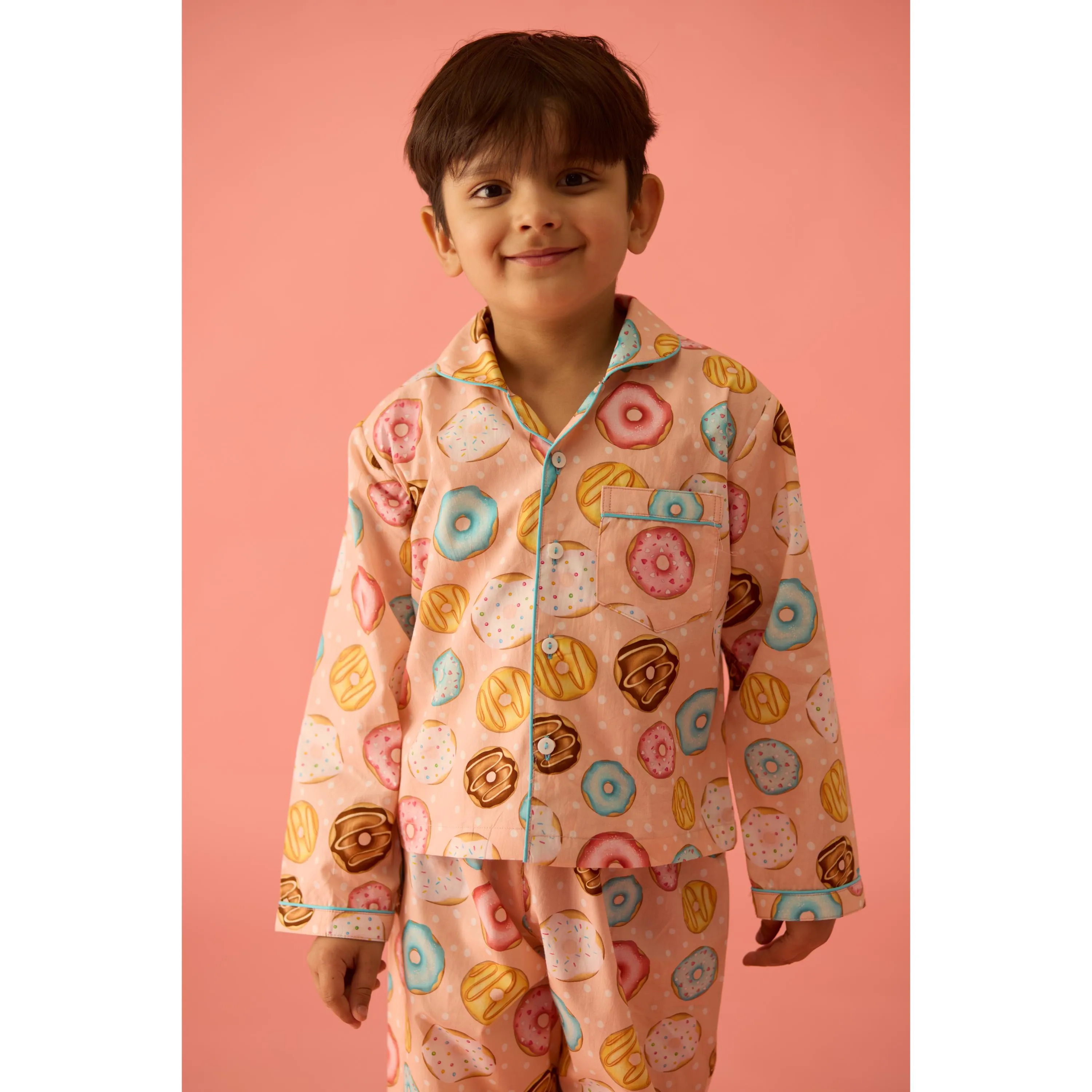 Doughnut Peach Pajama Set For Kids