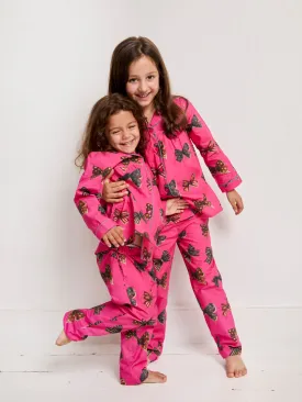 Girls Cotton Pyjamas Pink Bows