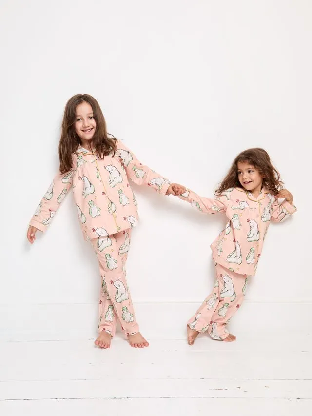 Girls Cotton Pyjamas Pink Polar Bear