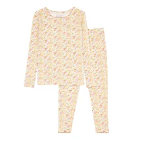 girls marigold floral pima pajamas set