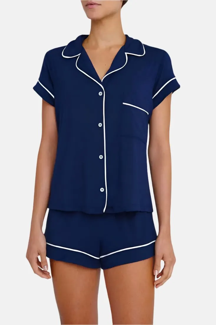 Gisele Shortie PJ Set in Navy/Ivory