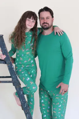 Green Reindeer Bamboo Men's Pajama Set